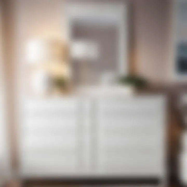 Stylish white dresser in a cozy bedroom setting