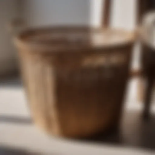 Elegant large canvas laundry basket with intricate weaving