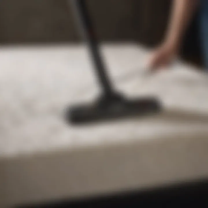 Latex mattress being vacuumed