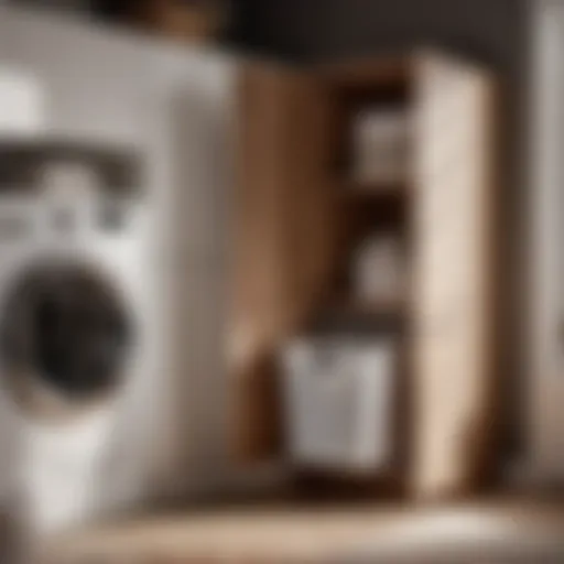 Elegant laundry hamper cabinet in modern interior