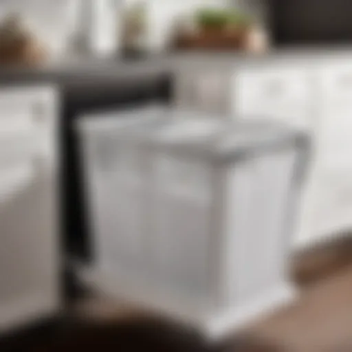 Elegant laundry hamper cabinet pull-out in modern kitchen