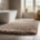 Luxurious plush bathroom rug in elegant taupe color
