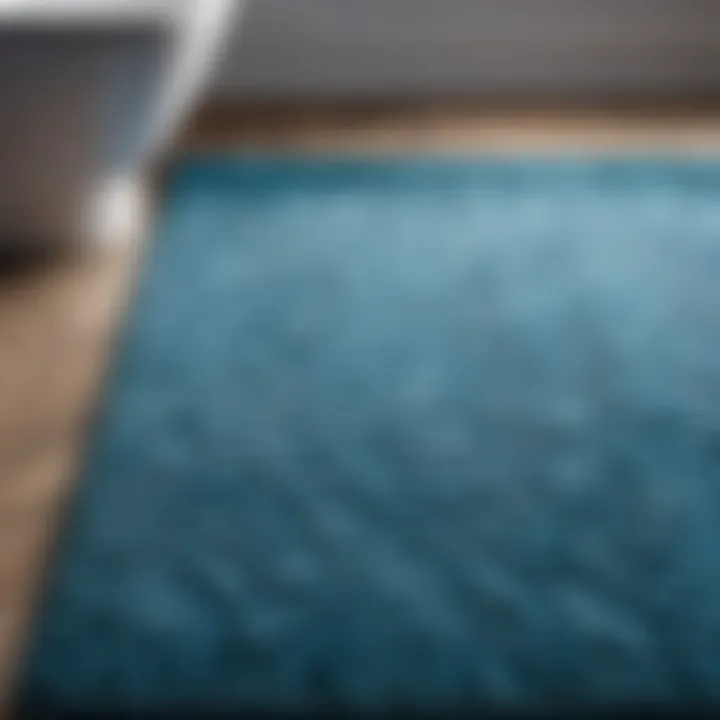 Modern Geometric Blue Bathroom Rug Modern geometric patterned bathroom rug in soothing blue tones