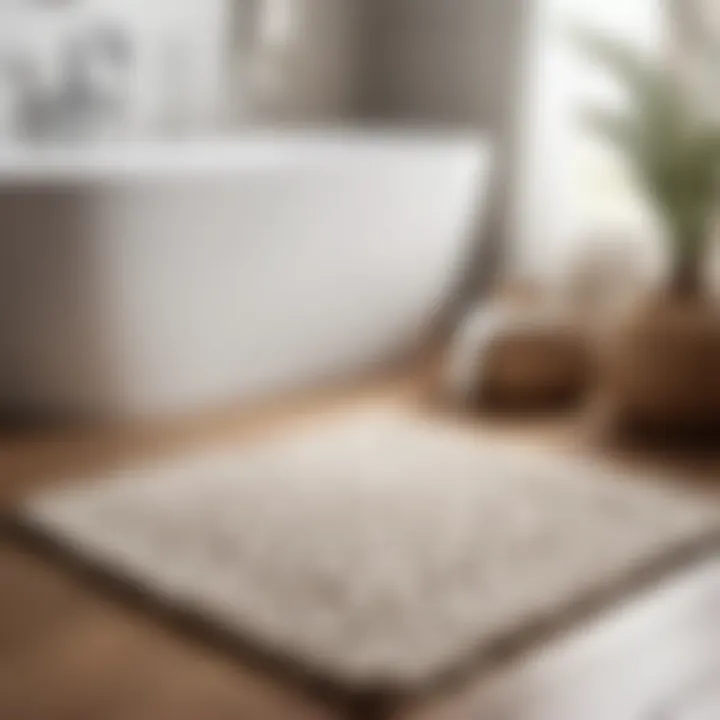 Organic Cotton Hand-Woven Bathroom Rug Organic cotton bathroom rug with intricate hand-woven details