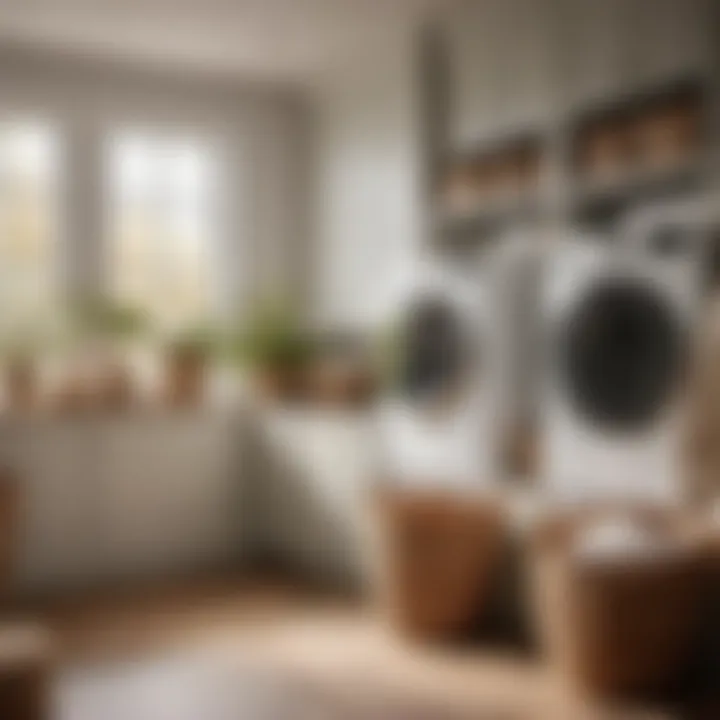 Aesthetic Appeal in Laundry Room Wicker baskets used as stylish laundry room decor