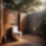 Elegant outdoor toilet with wooden accents