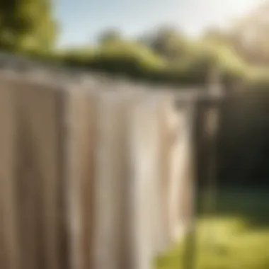 Close-up of sturdy outdoor laundry drying pole installation