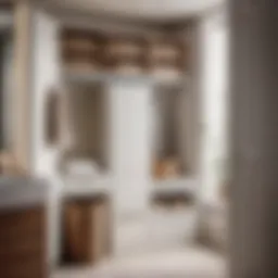 Elegant modern pull-down laundry hamper in a stylish bathroom
