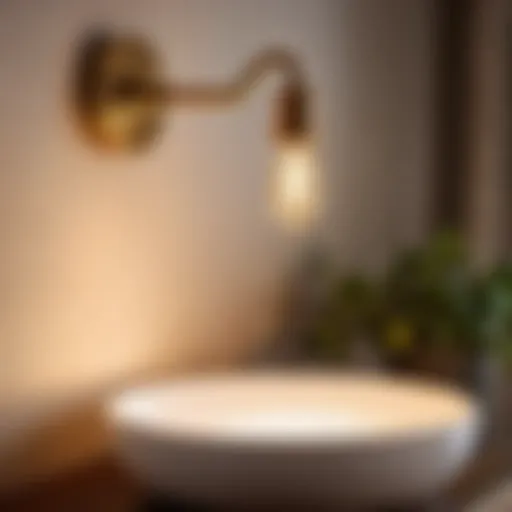 Elegant Glow Fixture Elegant single bulb bathroom light fixture casting a warm glow