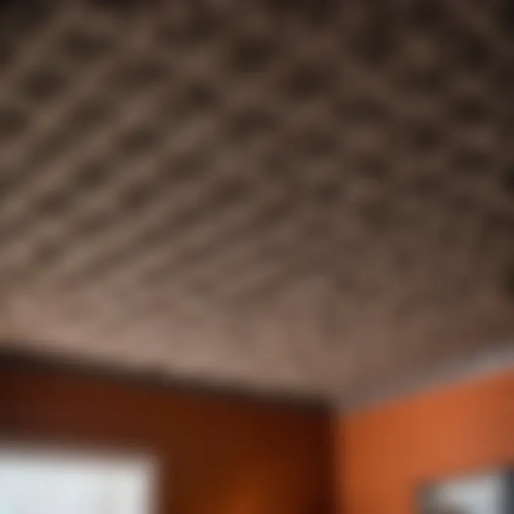 Acoustic Foam Application Soundproof foam panels arranged on bedroom ceiling