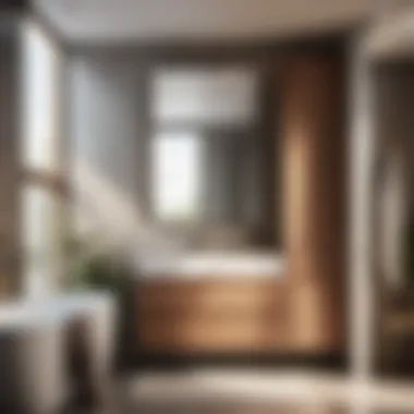 Seamless Harmony - Sleek Design Integration Sleek standing bathroom cabinet with doors designed for seamless integration