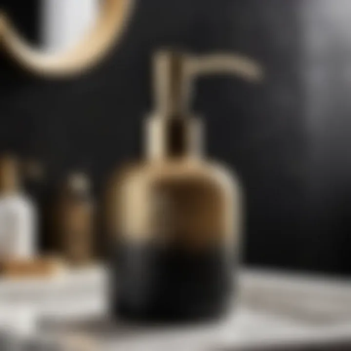 Chic Black and Gold Soap Dispenser Sleek black and gold soap dispenser