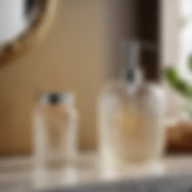 Sleek Glass Jar Bathroom Set Modern glass jar set for bathroom essentials