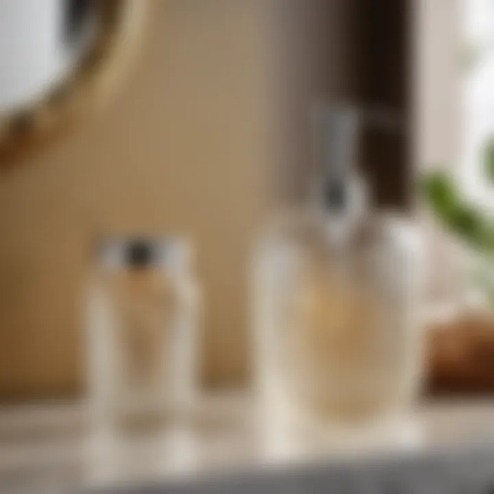 Sleek Glass Jar Bathroom Set Modern glass jar set for bathroom essentials