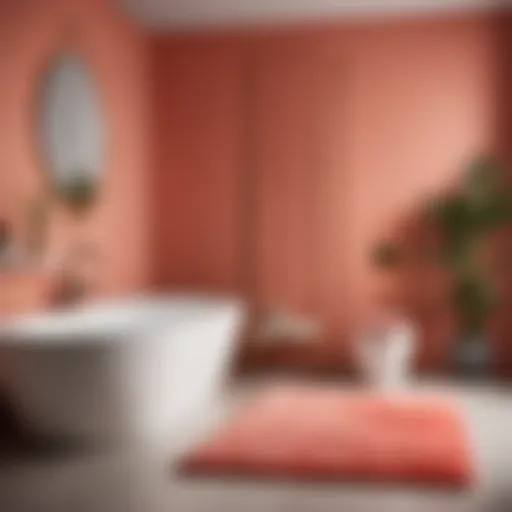 Elegant Coral Bathroom Rug Set in Floral Design