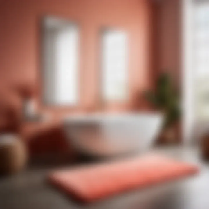 Minimalist Chic in Coral Bathroom Rug Set Chic Coral Bathroom Rug Set with Minimalist Style