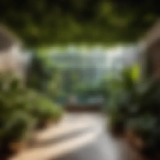 Lush foliage in modern urban setting