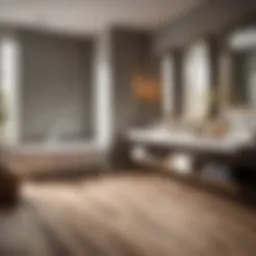 Luxurious bathroom featuring waterproof vinyl plank flooring