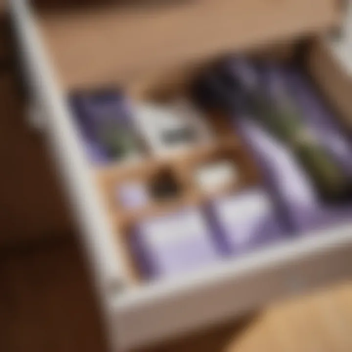 White clothes neatly folded in a drawer with lavender sachet