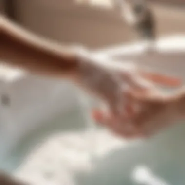 White clothes being gently hand-washed with delicate detergent