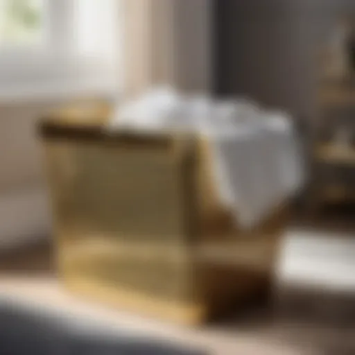 Elegant Laundry Hamper with Gold Accents Elegant laundry hamper with gold accents