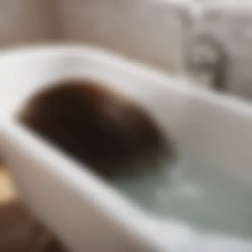 Illustration of hair clogging bathtub drain