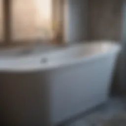 Detailed examination of bathtub plumbing highlighting potential leak points
