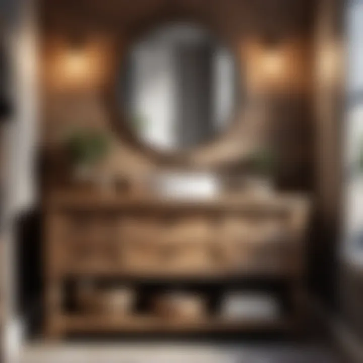 Rustic wooden vanity with farmhouse charm