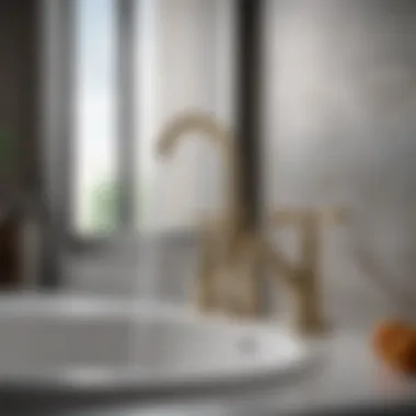 Sophisticated Aesthetics of a Bathroom Faucet Elegant design of a bathroom faucet showcasing its 8-inch spout reach