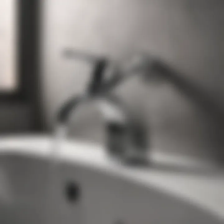 Material Quality and Finish of Bathroom Faucets Close-up view of the material finish on a bathroom faucet