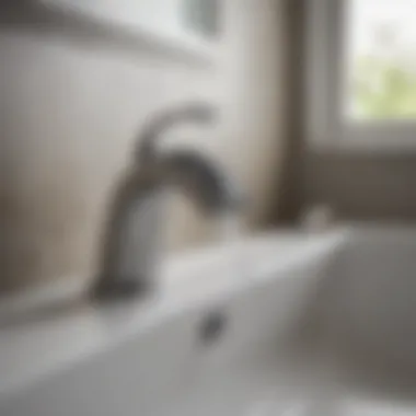 Close-up view of a bathroom sink faucet cap showcasing its design