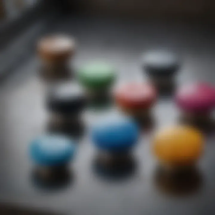 Materials used in faucet caps laid out for comparison