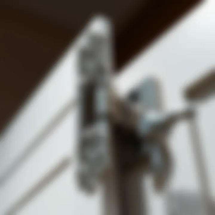 Detailed illustration of the installation process of a cabinet door hinge
