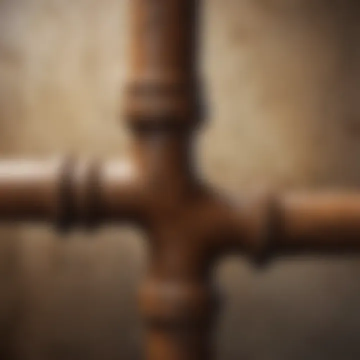 Corroded plumbing pipes indicating potential causes of brown water