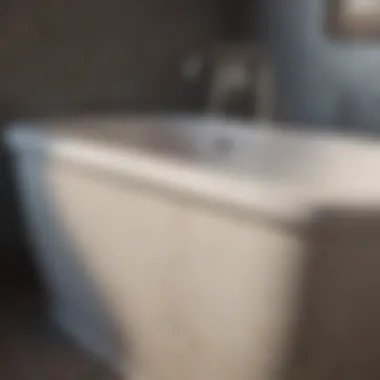 Close-up of various bathtub materials showcasing different textures and finishes