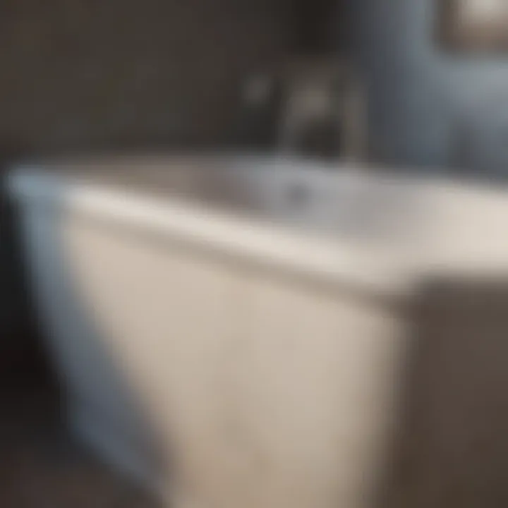 Close-up of various bathtub materials showcasing different textures and finishes