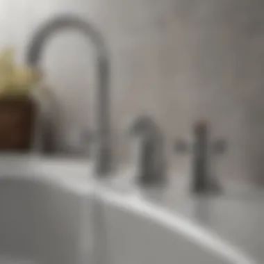 Close-up view of cross handle faucet functionality