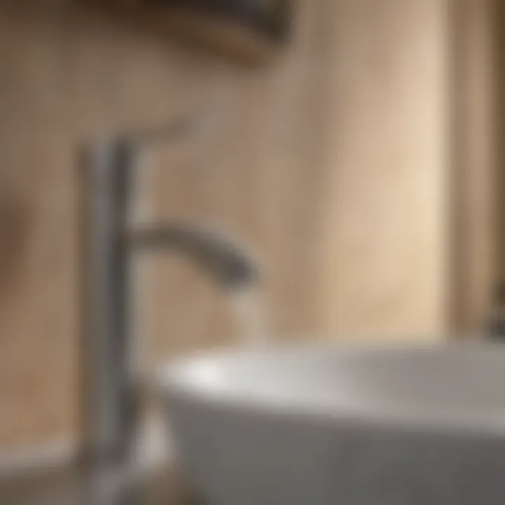 Close-up of a single hole faucet installation