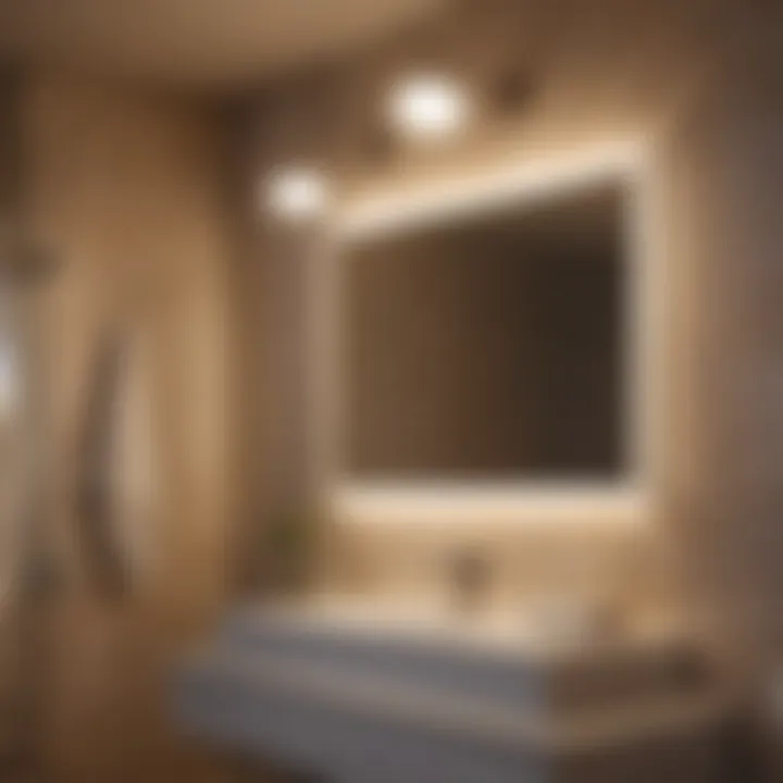 Warm Glow of Large Bathroom Lighting Elegant large bathroom light fixture casting a warm glow