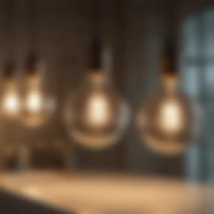 Diverse Large Light Bulb Options Various types of large light bulbs displayed in a modern setting