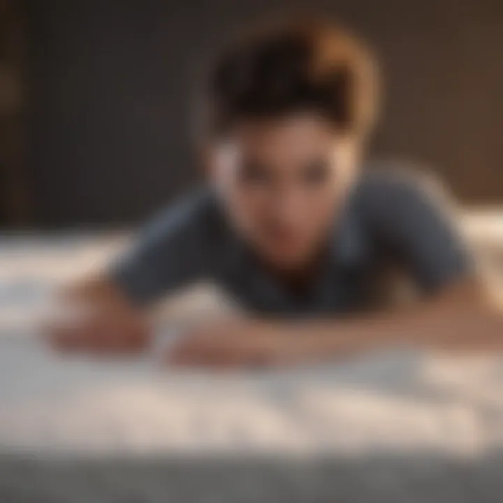 Proper maintenance of a mattress Person maintaining a mattress with care
