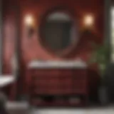 Elegant Maroon Bathroom Vanity Elegant maroon bathroom vanity showcasing intricate design