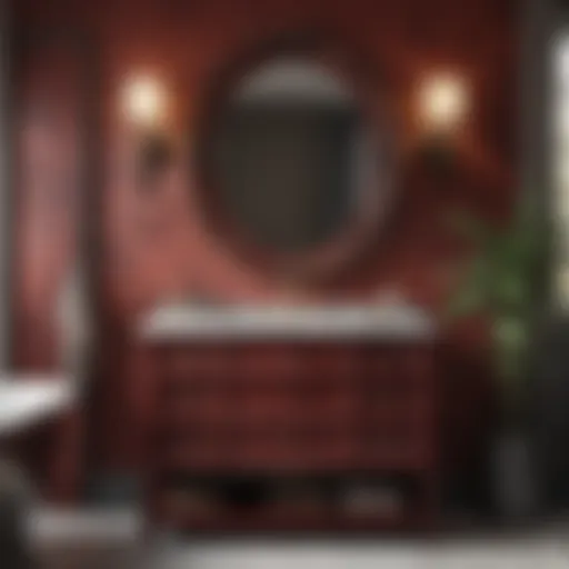 Elegant Maroon Bathroom Vanity Elegant maroon bathroom vanity showcasing intricate design