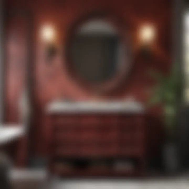 Elegant Maroon Bathroom Vanity Elegant maroon bathroom vanity showcasing intricate design