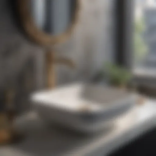 Elegant ceramic bathroom sink with modern faucet