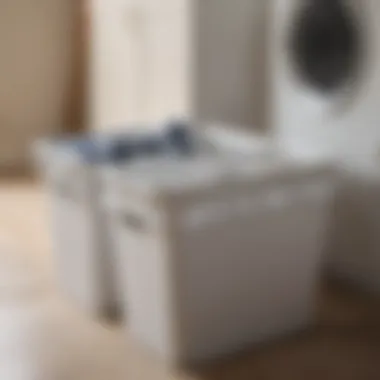 Close-up of materials used in double-sided laundry hampers