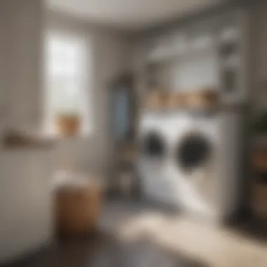 Organized laundry space featuring double-sided hampers