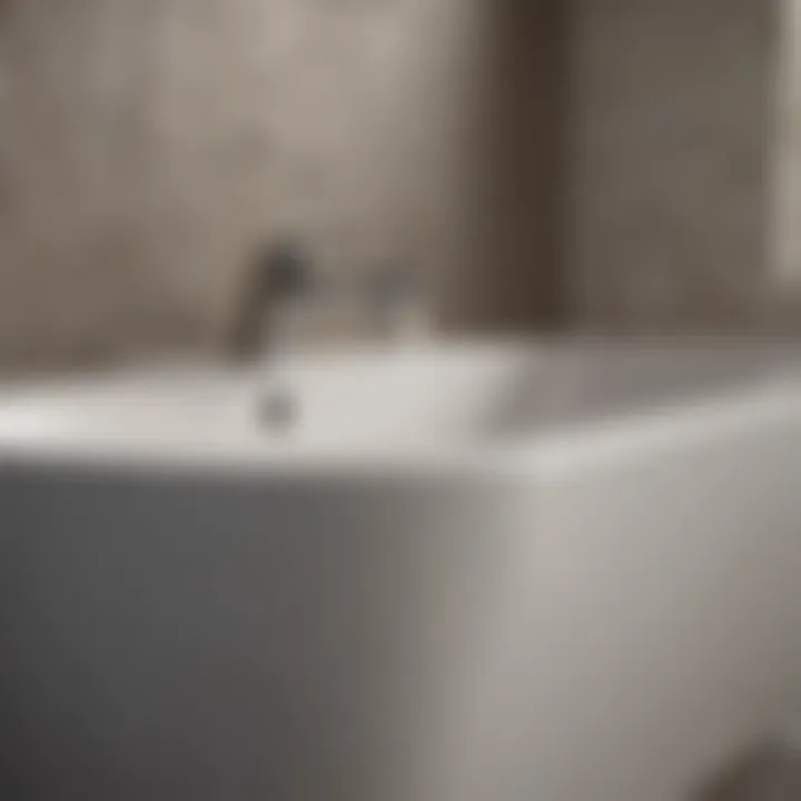 Close-up of the materials used in three wall bathtubs