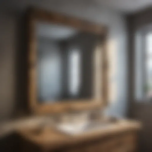 Rustic Wood Bathroom Mirror Reflection