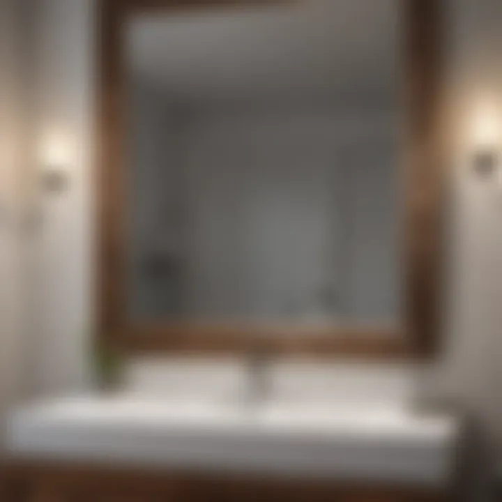 Natural Wood Grain Bathroom Mirror Detail